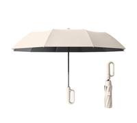Genérico 27in Travel Umbrella with Carabiner Handle,Compact Wind Proof Umbrellas For Rain and Sun Protection,Forward folding,Automatic Open/Close with Reflective Strip for UV Umbrellas (beige)