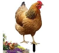 Genérico 2D Flat Acrylic Chicken Yard Art | 12-13 Inch Height, 3mm Thick, Yellow/Red | Outdoor Garden Stake, Double Sided | Farmhouse Lawn Decoration, Easter Spring Porch Ornament For Yard