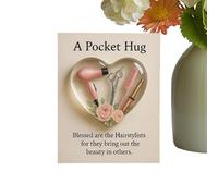 Genérico 2D Heart Shaped Hairdresser Home Decor, Clear Inspirational Card Pocket | Hairdresser Pocket Cute Hug Heart With Greeting Cards,Little Cute Hug Tokens For Men Barber Hair Stylist