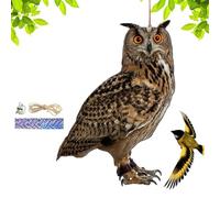 Genérico 2D Owl Bird Repeller, Decorative Scarecrow Pendant, Hanging Garden Scarer with Bell, Fake Bird Device, Outdoor Decor with Waterproof Coating, Patio Balcony Garden Accessory