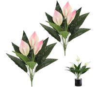 Genérico 2PCS Artificial Spathiphyllum Silk Plants,Anthurium Calla Lily Artificial Flowers,Vivid Handmade Beautiful Potted Flowers Plant,for Wedding Home Garden Office Desktop Decoration