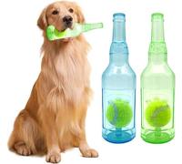 Genérico 2PCS Dog Chew Toys, Squeaky Dog Toys, Indestructible Bottle Puppy Toys with Tennis Ball, Outdoor Playing Training Chewing d-ental Care Teeth Nteractive for Large and Small Dogs