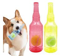 Genérico 2PCS Dog Chew Toys, Squeaky Dog Toys, Indestructible Bottle Puppy Toys with Tennis Ball, Outdoor Playing Training Chewing d-ental Care Teeth Nteractive for Large and Small Dogs