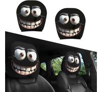 Genérico 2PCS Funny Cartoon Car Headrest Covers, 11×10 in Cute Funny Cartoon Big Eyes Car Headrest Covers, Auto Interior Accessories Decoration for Cars Vans Trucks (A)