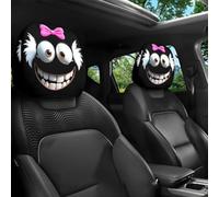 Genérico 2pcs Funny Cartoon Car Headrest Covers,Cute Funny Cartoon Eyes Car Headrest Covers,Stretchable Breathable Headrests Cover,Fit Most Cars Headrests (3*PCS,C)