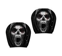 Genérico 2PCS Funny Cartoon Car Headrest Covers | Halloween Screaming Skull Puppy Print | Stretchable Polyester 26x28cm | Car Seat Pillowcase Decorative Auto Accessories For Halloween Party