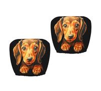 Genérico 2PCS Funny Cartoon Car Headrest Covers | Halloween Screaming Skull Puppy Print | Stretchable Polyester 26x28cm | Car Seat Pillowcase Decorative Auto Accessories For Halloween Party