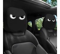 Genérico 2pcs Funny Cartoon Car Headrest Covers,Universal Fit Cute Funny Cartoon Eyes Car Headrest Covers Cars Seat, Halloween/Christmas Vibes for Cars Vans Trucks (A,1*Pairs)