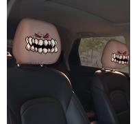 Genérico 2pcs Funny Cartoon Car Headrest Covers,Universal Fit Cute Funny Cartoon Eyes Car Headrest Covers Cars Seat, Halloween/Christmas Vibes for Cars Vans Trucks (F,2*Pairs)