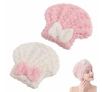 Genérico 2pcs Microfiber Hair Drying Caps,Ultra Absorbent Hair Quick Drying Towel,Soft Bow Tie Wet Hair Towels Wrap for Women (w+p)
