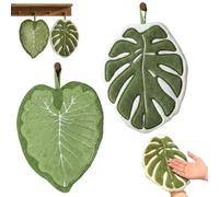 Genérico 2Pcs Monstera Deliciosa Hand Towel, Hanging Coral Fleece, Leaf Shaped Hanging Kitchen Towels, Fluffy Quick Dry For Bath/Kitchen/Living Room (Mix)