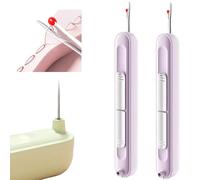 Genérico 2Pcs Plug-in Needle Threader, Stretchable Remover Needle Threading Tool, Upgraded 2 in 1 Automatic Needle Threaders Seam Ripper, for Hand Sewing Knitting Craft Quilting Supplies. (Purple)
