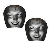 Genérico 2Pcs Polyester Ghost Face Headrest Covers | 28x26cm Car Horror Pillow Cases | Funny Scary Pattern Stretch Seat Protector | Auto Interior Decoration For Halloween