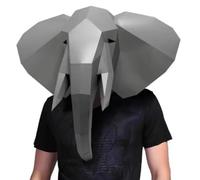 Genérico 2PCS Pre Cut Paper Mask 3D Elephant Halloween Costume Cosplay DIY Paper Craft Model Mask Christmas