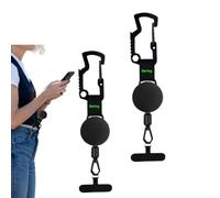 Genérico 2PCS Retráctil Antirrobo Cuerda para Movil, 20,5-65cm Soporte De Teléfono Antirrobo Retráctil, Correa para Teléfono Celular con Mosquetón, Cuerda Movil Colgar, para Senderismo Aire Libre