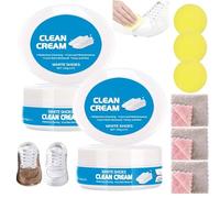 Genérico 2Pcs White Shoe Cleaner Cream,Multipurpose No-Wash Solid With Sponge,Portable Sneaker Cleaner For Home,Removes Stains & Dirt,For Leather Sneakers Soles