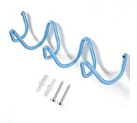 Genérico 3/4/5 ganchos Perchero de Pared de Diseño de Onda, Metálica Organizadora ganchos decorativos modernos de abrigo, para Baño y Entrada, Característica Antioxidante(Blue,3 hooks*30cm)