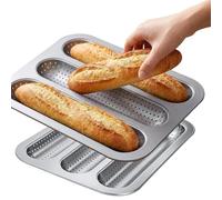 Genérico 3-Cavity Non-Stick, French Bread Pan, 0.79x9.84x1.18 Inches Mold with Perforated, Heavy-Duty Carbon Steel, Kitchenware Supply with Professional Style, Home Kitchen for Daily Making