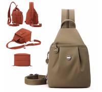 Genérico 3 in 1 Anti-Theft Travel Tote Bag,Waterproof 2-Way Commuter Bag,Dual Shoulder & Crossbody Wear Backpack,for Fitness,Travel (Khaki)