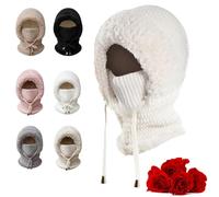 Genérico 3 in 1 Beanie Hat with Scarf and Mask, 3 in 1 Beanie Hat for Women, Wind-Resistant Winter Knitted Winter Balaclava Hat (White)