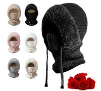 Genérico 3 in 1 Beanie Hat with Scarf and Mask, 3 in 1 Beanie Hat for Women, Wind-Resistant Winter Knitted Winter Balaclava Hat (Black)