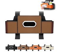 Genérico 3-in-1 Car Backseat Organizer, Multifunctional Car Back Seat Storage Box with Cup Holder and Tissue Box, Keep Your Ride Clean & Organized (Brown)