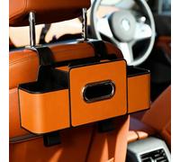 Genérico 3-in-1 Car Backseat Organizer, Multifunctional Car Seat Back Storage Box with Cup Holders Tissue Box Trash Bin Hooks, Keep Ride Clean Organized for Phones Snacks Handbags (Orange)