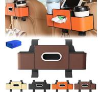 Genérico 3-in-1 Car Backseat Organizer, Multifunctional Seat Back Storage Tissue Box, Universal Headrest Backseat Storage Box with Cup Holder and Hooks for Hold Phone,Snacks,Drinks,Handbag