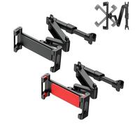 Genérico 3-in-1 Car Headrest Tablet Holder, Car Headrest Tablet Phone Holder, Adjustable Backseat Mount, Extendable and Foldable, 360 Degree Rotation for Travel (Black*Red)