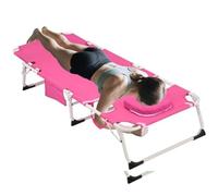 Genérico 3-In-1 Heavy Duty Tanning Chair with Face Hole Adjustable, 5 Position Folding Chaise Lounge, For Outdoor Sunbathing Patio Pool Lawn Camping Deck(Powder)