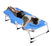 Genérico 3-In-1 Heavy Duty Tanning Chair with Face Hole Adjustable, 5 Position Folding Chaise Lounge, For Outdoor Sunbathing Patio Pool Lawn Camping Deck(Blue)