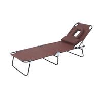 Genérico 3-in-1 Sun Tanning Chair with Face Hole, Outdoor Face Down Beach Lounger, Chairs Portable Lay Flat Beach Lounge, Chair for Outdoor Sunbathing Patio Pool Lawn Camping Deck (Brown)