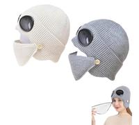 Genérico 3-in-1 Unisex Knitted Goggles Beanie, Unisex Winter Ski Beanie Hat with Goggles and Detachable Mask (2PCS-AD)