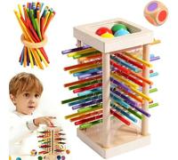 Genérico 3-in-1 Wooden Stick Game - Colorful Educational Toy for Cognitive Development & Focus Training, Montessori Toy Includes Wooden Mixed Colors Sticks, Dice and Balls for Boys and Girls