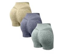 Genérico 3 Pack Mallas Deporte Mujer Cortas Cintura Alta Pantalones Cortos Deportes Push Up Antirozaduras Pantalon Corto Deportivos Anticeluliticos Short Yoga Gimnasio Ciclismo Jogging Leggins Shorts