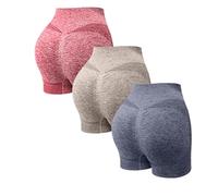 Genérico 3 Pack Mallas Deporte Mujer Cortas Cintura Alta Pantalones Cortos Deportes Push Up Antirozaduras Pantalon Corto Deportivos Anticeluliticos Short Yoga Gimnasio Ciclismo Jogging Leggins Shorts