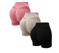 Genérico 3 Pack Mallas Deporte Mujer Cortas Cintura Alta Pantalones Cortos Deportes Push Up Antirozaduras Pantalon Corto Deportivos Anticeluliticos Short Yoga Gimnasio Ciclismo Jogging Leggins Shorts