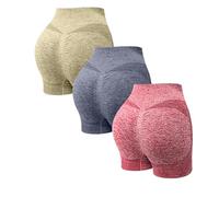 Genérico 3 Pack Mallas Deporte Mujer Cortas Cintura Alta Pantalones Cortos Deportes Push Up Antirozaduras Pantalon Corto Deportivos Anticeluliticos Short Yoga Gimnasio Ciclismo Jogging Leggins Shorts