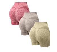 Genérico 3 Pack Mallas Deporte Mujer Cortas Cintura Alta Pantalones Cortos Deportes Push Up Antirozaduras Pantalon Corto Deportivos Anticeluliticos Short Yoga Gimnasio Ciclismo Jogging Leggins Shorts