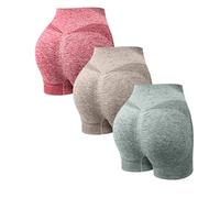 Genérico 3 Pack Mallas Deporte Mujer Cortas Cintura Alta Pantalones Cortos Deportes Push Up Antirozaduras Pantalon Corto Deportivos Anticeluliticos Short Yoga Gimnasio Ciclismo Jogging Leggins Shorts