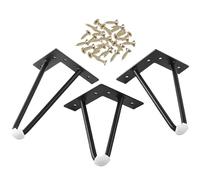 Genérico 3 Patas De Horquilla para Muebles, Varillas De 1 Cm De Diámetro, Patas De Recambio para Mesas De Centro, Mesitas De Noche, Armarios, con Protectores De Goma Y Tornillos(Negro,18cm/7.1in)