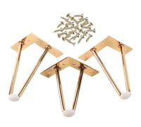 Genérico 3 Patas De Horquilla para Muebles, Varillas De 1 Cm De Diámetro, Patas De Recambio para Mesas De Centro, Mesitas De Noche, Armarios, con Protectores De Goma Y Tornillos(Gold,45cm/17.7in)