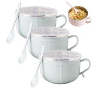 Genérico 3 Piece Set 25 Oz Mugs Meal with Lids,Large Capacity Round Holiday Meal Mugs with Handles Spoon,Versatility Practical Stackable Meals Mug for Holding Food and Hot Drinks