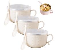 Genérico 3 Piece Set 25 Oz Mugs Meal with Lids,Large Capacity Round Holiday Meal Mugs with Handles Spoon,Versatility Practical Stackable Meals Mug for Holding Food and Hot Drinks