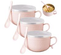 Genérico 3 Piece Set 25 Oz Mugs Meal with Lids,Large Capacity Round Holiday Meal Mugs with Handles Spoon,Versatility Practical Stackable Meals Mug for Holding Food and Hot Drinks