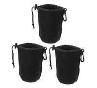 Genérico 3 Piezas Bolsa De Lente De Cámara Cremalleras Bolsas Bandolera De Hombro con Cámara Mini Tecnología Accesorios Juguete Bolsa De Clavijas Paño De Buceo Black