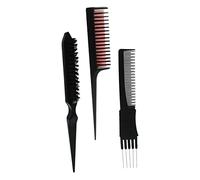 Genérico 3 Piezas conjunto de peine para el cabello peine de desvanecimiento peine de los hombres peine de burlas hair care peine de corte de pelo peine de peluca el plastico Black