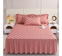 Genérico 3 Piezas Falda de Cama elástica Volante Easy fit Spread Cover Queen/Full/King Size,100% algodón Relleno de Colcha King Size,1 Colcha de Cama 2 Almohadas,E,150x200CM/59x79in