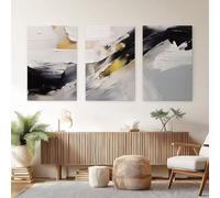 Genérico 3 Piezas Pintura Al Óleo Minimalista Cuadro Sobre Lienzo, Abstracto Textura Pintura Sobre Lienzo 30x40cmx3, Cuadros Decorativos para Salon Dormitorio Comedor Pasillo Oficina (Sin Marco)