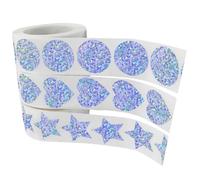 Genérico 3 Rollos Pegatinas Decorativas Adhesivas de Papel Holográfico Formas y Corazón para Manualidades y Sellado de Sobres, 3 Rollos para Decorar Productos Hechos a Mano